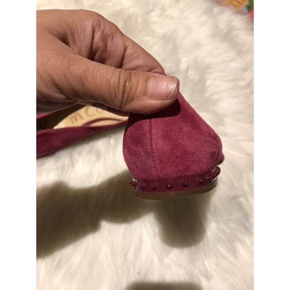 Sam Edelman Reyanne Magenta Purple Suede Pointed Toe Spikes Ballet Flats 7M - Picture 3 of 5